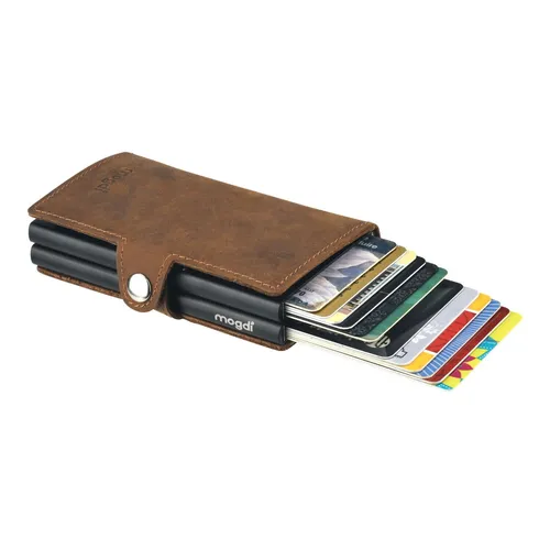 PREMIUM duo Herren Portemonnaie vintage braun Leder Kartenhalter schwarz RFID