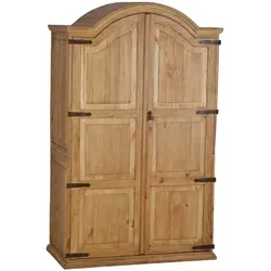 Mexico Schrank Massivholz Pinie - Mexikanisch - Regal im Landhausstil, aus massiver Pinie, bietet viel Stauraum mit vier Fächern, drei Schubladen und einer Kleiderstange. Handgefertigte Details machen ihn zum Blickfang in jedem Raum.