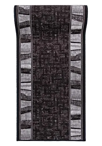 Mazovia rutschfest Teppich Läufer Flur - Modern Geometrische Muster Teppichläufer - Kurzflor Flurläufer für Vorzimmer, Küche - ÖKO-TEX Zertifiziert - Meterware Grau - 67 x 150 cm