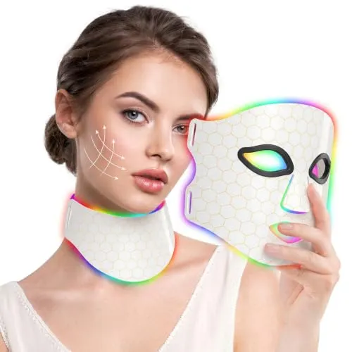 LED-Gesichtsmaske in 7 Farben, LED-Halsmaske mit hautbelebender Wirkung, Pflege für feine Linien, wiederaufladbare LED-Gesichtsmaske