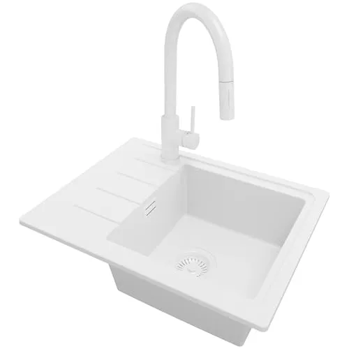 PRIMAGRAN Granitspüle Kopenhagen 550-45 Easy mit Armatur und Ablauf-Set