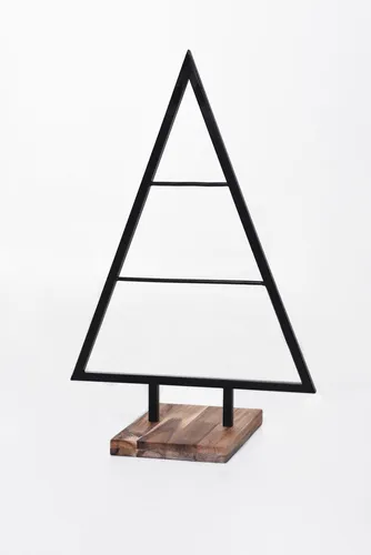 VIVANNO Künstlicher Weihnachtsbaum NOEL - Schwarz, 40x20x58 cm - Künstliche Weihnachtsbäume, individuell dekorierbar mit pulverbeschichtetem Stahlblech und Holzstandfuß, ideal für kreative Weihnachtsdekoration und Adventskalender.