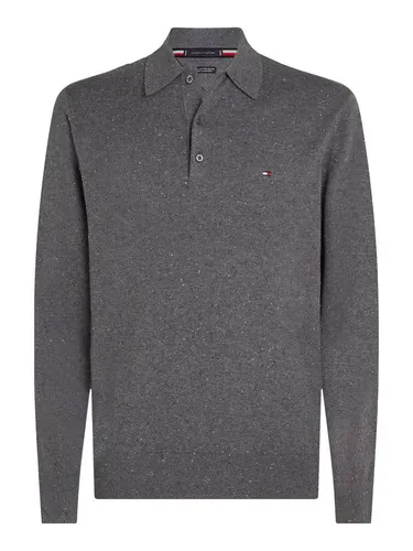 Tommy Hilfiger Polokragenpullover PIMA ORG CTN CASHMERE LS Flag-Stickerei auf Brust