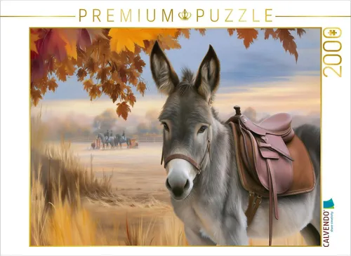 CALVENDO Puzzle Esel im Herbst | 2000 Teile Lege-Größe 90 × 67 cm Foto-Puzzle für glückliche Stunden