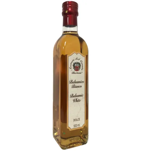 Bertoni Condimento Bianco Dolce Balsamicoessig süss weiss 500 ml - Essig, süßer weißer Balsamicoessig mit einzigartigem Geschmack, ideal für Salate und Marinaden.