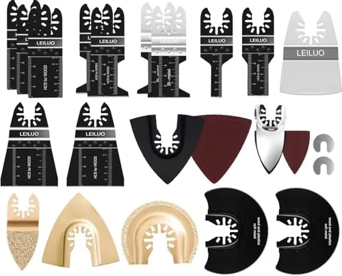 Multitool Sägeblätter LEILUO 81tlg Holz Kunststoff Metall Multifunktionswerkzeug Zubehör Set Verpackt in einer Aufbewahrungstasche für Makita Einhell Dewalt Parkside Ryobi AEG und Mehr