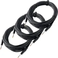 Pronomic Stage INST-10 Instrumentenkabel 10m schwarz - 3x Set - HiFi-Kabel, professionelles 10m Instrumentenkabel mit hochwertigen Steckern und Schirmung, ideal für Musiker, inkl. Kabelklette, im praktischen 3er Set.