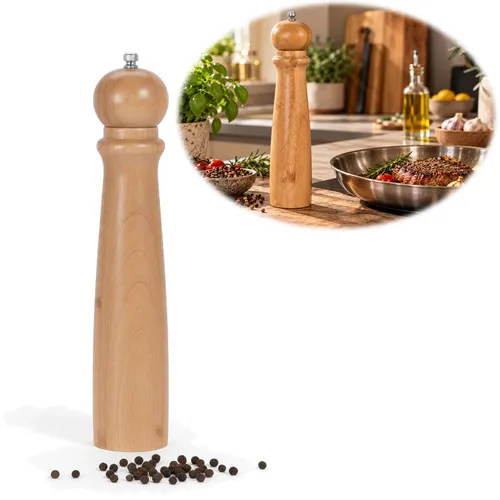 LS-LebenStil XL Holz Salzmühle & PfeffermühleBambus 31cm Keramikmahlwerk Gewürzmühle