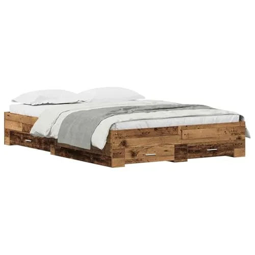Bettgestell mit Schubladen Altes Holz 140 x 200 cm von vidaXL