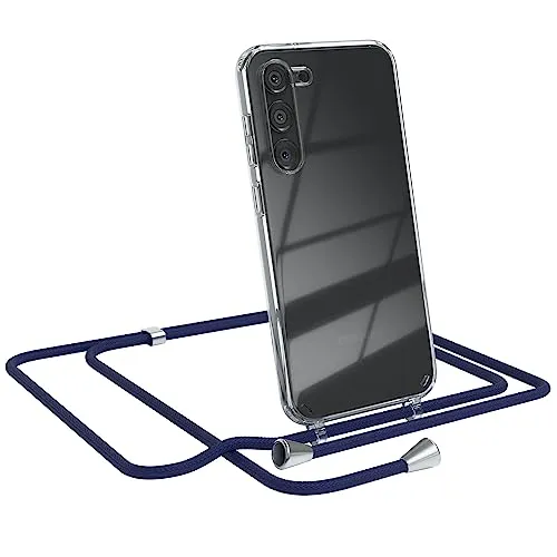 EAZY CASE - Handykette kompatibel mit Samsung Galaxy S23 Plus Kette zum Umhängen für Samsung Galaxy S23 Plus Hülle mit Band aus Silikon stoßfeste transparente Handyhülle als Fallschutz in Navy Blau