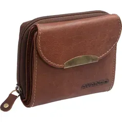Schicke Geldbörse Damen aus Leder, braun - Elegante Geldbörse mit 11 Kreditkarten- und 5 Ausweisfächern. Praktisches Ausweissichtfach und kompakte Größe von 13x10cm. Hochwertiges Leder für stilvolle Aufbewahrung.