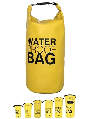 DonDon Dry Bag wasserdichte Tasche 2l, 5l, 10l, 15l, 20l, 30l Pack-Sack Beutel mit Schultergurt - gelb 10 Liter