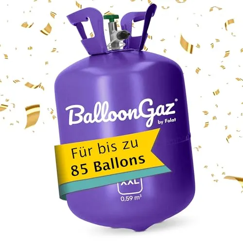 Folat Kostüm Heliumflasche für 85 Ballons - Kostüme: Praktische Heliumflasche zum einfachen Aufpumpen von bis zu 84 Ballons – ideal für Partys und Feierlichkeiten!