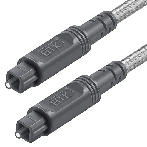 Produktbild EMK Optisches Kabel Optisches Audiokabel Digital Toslink Kabel Spdif Kabel Kompatibel mit TV, Soundbar, Heimkino und Mehr (Geflochtene Baumwolle Toslink Weiß, 5M)