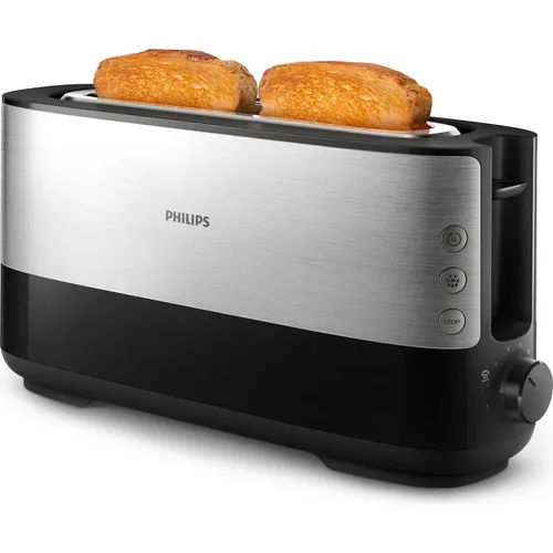 Philips Viva Collection Toaster HD2692/90 - Extra breiter Schlitz für dicke Brotscheiben, mit Auftaumodus und 8 Bräunungsstufen für perfekten Toastgenuss