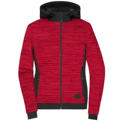 Damen Hybrid Steppjacke JN1843 - James & Nicholson Red-Melange/Black M - Funktionsjacke mit figurbetonter Passform, aus hochwertigem Strickfleece und wattierter Steppung für optimale Wärmeisolierung und Tragekomfort.