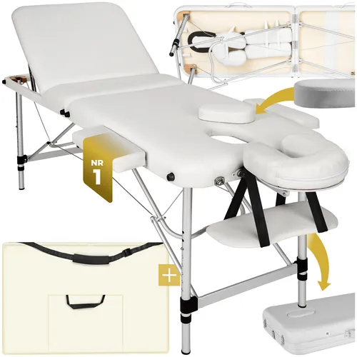 Tectake Massageliege 3 Zonen - Tragbare Massageliege mit Tragetasche - Massageliegen, 3 Zonen für optimalen Komfort, leicht und mit 5 cm Polsterung, ideal für mobile Masseure oder Wellnessanwendungen.