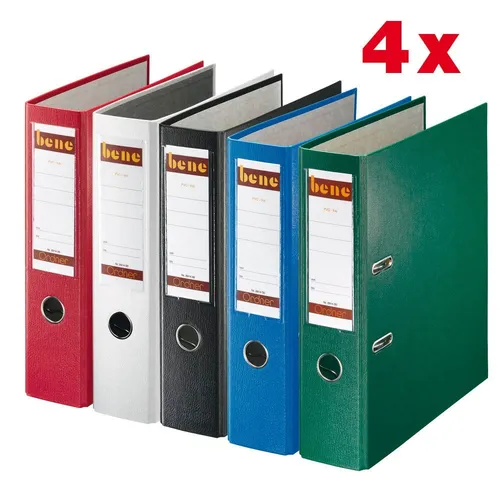 bene No1 POWER Ordner farbsortiert 8,0 cm DIN A4 - Ordner aus robustem Kunststoff, farbsortiert für eine perfekte Organisation, ideal für Büro und Zuhause.