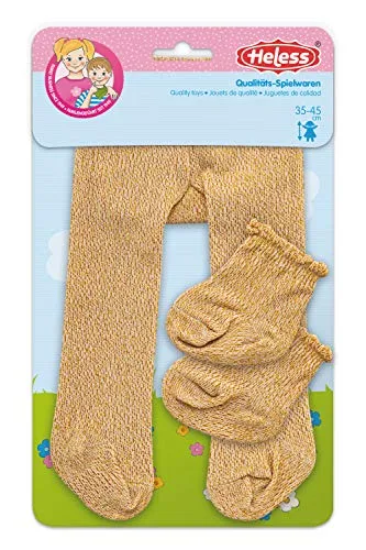 Heless 476 - Strumpfhose mit Söckchen für Puppen, gold, Größe 35 - 45 cm