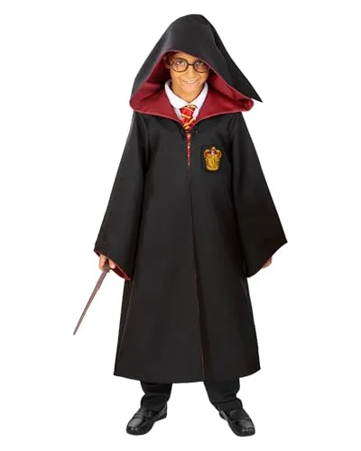 Metamorph Zauberer-Kostüm Harry Potter – Gryffindor Umhang Deluxe für Kinder, Hochwertiges Cape für Zauberschüler des Hauses Gryffindor rot 110-116