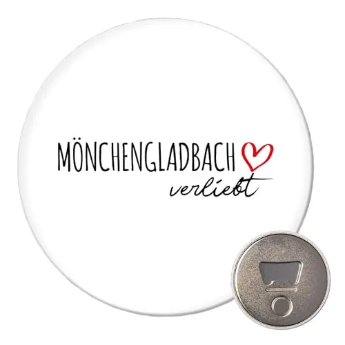 Huuraa Magnet Mönchengladbach verliebt Geschenk 59mm Kühlschrankmagnet Flaschenöffner Mönchengladbach Geschenkidee