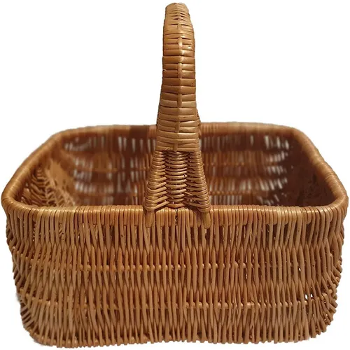 Rechteckiger Einkaufskorb aus Weide in Braun 42x32x38 cm - Praktischer Weidenkorb für den Einzelhandel, ideal für den Einkauf oder zur Aufbewahrung. Robust und stilvoll, passt perfekt in jedes Zuhause.