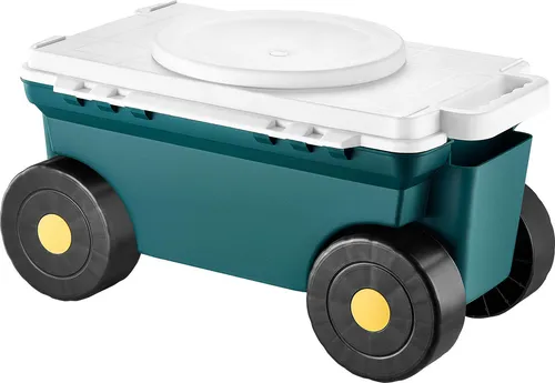 VEVOR Fahrbarer Gartensitz 2-in-1 Gartenwagen - Handwagen mit Sitz und Stauraum, entlastet Rücken und Knie bei Gartenarbeiten und bietet mühelose Mobilität dank robuster Räder.