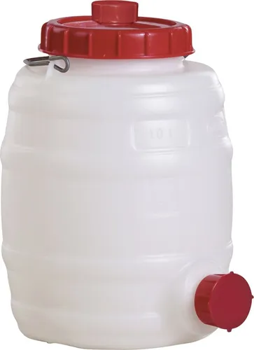 Graf Getränkefass, Weiß-Rot - Bruchsicheres Getränkefass für Gartenpartys, mit praktischem Tragegriff und Auslaufschutz