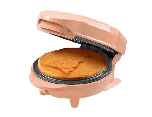 Bestron Mini-Waffeleisen, Waffeleisen im einzigartigen Osterhasen-Design, Waffelmaker mit Antihaftbeschichtung, für Ostern, Kindergeburtstage oder als Geschenk, Waffelgröße 10cm, Farbe: Orange
