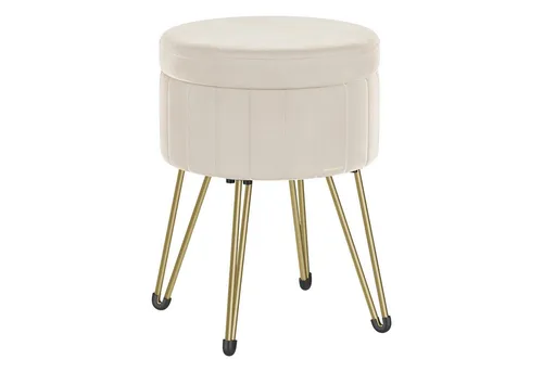 SONGMICS Samt Sitzhocker mit Stauraum – Multifunktionaler Hocker für Ankleidezimmer und Wohnzimmer, Weiß