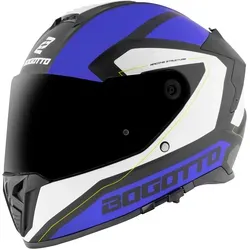 Bogotto FF122 BGT Helm, weiss-türkis-blau, Größe S - Motorradhelm mit Ratschenverschluss und gespritzter thermoplastischer Schale, ECE 22.06 zertifiziert für optimalen Schutz und Komfort.