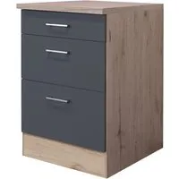 Flex Well Auszugunterschrank Tiago 60x60x85 cm - Praktischer Auszugunterschrank in basaltgrau matt, ideal für engen Stauraum in der Küche. Bietet strukturierten Stauraum und moderne Optik, perfekt für jedes Küchendesign.