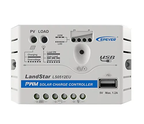 EPEVER® PWM Landstar EU Serie Laderegler charge controller LS EU 12V/24V mit USB Anschluss (LS0512EU (5A, 12V)), 2511205