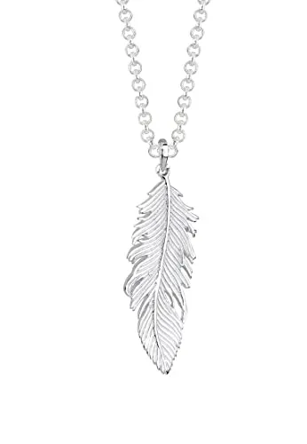 Elli Halskette Silber 925 Feder Kette für Damen – Eleganter Schmuck für jeden Anlass - Elegante Elli Halskette aus 925er Sterling-Silber mit anlaufgeschütztem Karabinerverschluss. Die 45 cm lange Kette mit poliertem Feder-Anhänger ist das perfekte Geschenk für alle besonderen Anlässe.