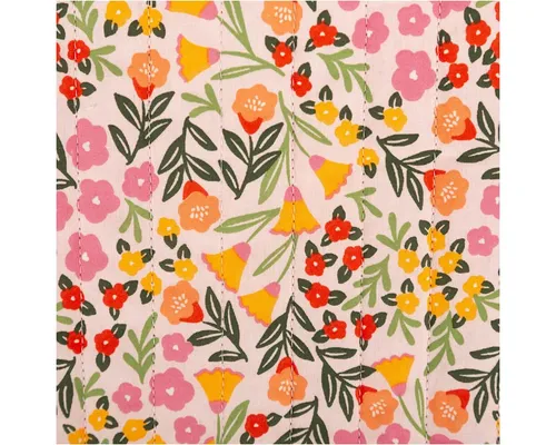 SCHÖNER LEBEN. Musselin Steppstoff Doubleface Blumen rosa 1,44 m - Vielseitiger Musselin Steppstoff in Rosa mit Blumenmuster. Ideal für kreative Nähprojekte wie Babydecken oder leichte Jacken. Der 3-lagige Aufbau sorgt für angenehme Wärme und Volumen, perfekt für kuschelige Designs.