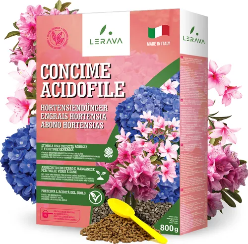 LERAVA® Hortensiendünger - 800g - Dünger für säureliebende Pflanzen, erhält den Säuregehalt des Bodens und sorgt für eine reiche Blüte