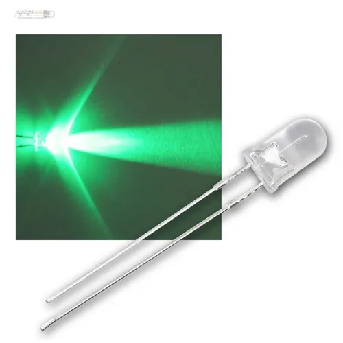 LED 5mm GRÜN - 500 wasserklar Leuchtdioden - Hochwertige 5mm grüne LEDs, ideal für Modellbau und kreative Projekte. Perfekte Helligkeit und Langlebigkeit für beeindruckende Beleuchtungseffekte.