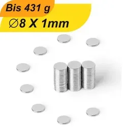 Neodym Magnet 8mm x 1mm - Starker Scheibenmagnet für vielseitige Anwendungen - Neodym Magnet 8x1mm mit hoher Haltekraft. Ideal für Handwerk und Haushalt. Langlebige Beschichtung sorgt für eine verlängerte Lebensdauer und zuverlässige Leistung.