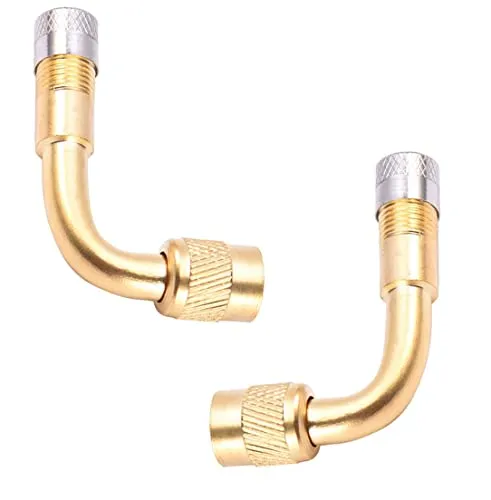 Ventilverlängerungen PKW, Motorrad & Fahrrad | 90° Reifenventil Verlängerung | Reifen Ventiladapter | 90 Grad Eckventil | Winkelventil aus Messing | Aufsatzventil [360° drehbar] | Schrader Ventil 2 x