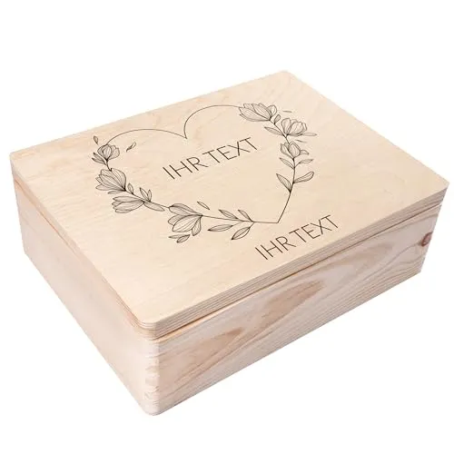 Creative Deco Holzkiste mit Wunschtext zum Muttertag - Personalisierbare Kiste aus Naturholz (40 x 30 x 14 cm) - das perfekte Geschenk für besondere Anlässe wie Muttertag oder Namenstag.