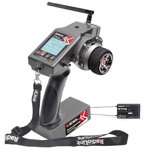 Radiolink RC6GS-V3 7-Kanal RC Fernsteuerung mit Empfänger R7FG - RC-Fernsteuerung mit 600 m Reichweite und integriertem Gyroskop für optimale Stabilität. Ideal für Modellbau und Wettbewerbe mit über 25 Funktionen zur Anpassung.