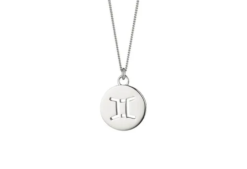 CAÏ Kette mit Anhänger Zwilling Sternzeichen - 925/- Sterling Silber - Elegante Kette aus rhodiniertem 925/- Sterling Silber mit einem glänzenden Zwilling-Anhänger, ideal für Sternzeichen-Liebhaber. Gesamtlänge 55 cm, inkl. Etui.