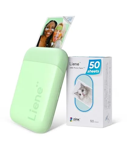 Liene Pearl 2x3 Tragbarer Fotodrucker - Bluetooth Mini Fotodrucker in Grün - Kompakter und tragbarer Fotodrucker mit Bluetooth für einfache Nutzung unterwegs. Ideal für kreative Momente und sofortige Drucke von Smartphone-Fotos.