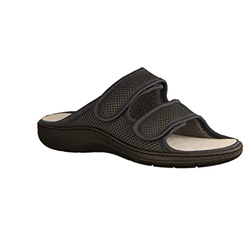 LIROMED 805 Grau - Damen Hausschuhe, Mehrfarbig, Gr. 40 EU - Bequeme offene Pantolette mit Kaltfutter für warme Füße, ideal für Zuhause und entspannte Stunden.