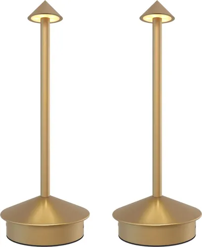 Ledvion 2x Wiederaufladbare LED Tischleuchte Messinggold dimmbar