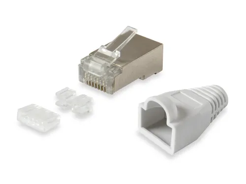 Equip Stecker RJ45 Cat6 100STK mit Knickschutz - Sonstige - Hochwertige RJ45 Stecker mit Knickschutz für CAT 6 Netzwerke, ideal für professionelle Installationen und zuverlässige Verbindungen.