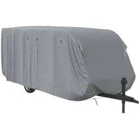 vidaXL Schutzhülle für Wohnwagen Grau 732x250x220 cm - Wohnmobilabdeckungen: Schützt deinen Wohnwagen vor Regen, Schnee und UV-Strahlen mit strapazierfähigem 3-Lagen-Vliesstoff für optimalen Allwetterschutz.