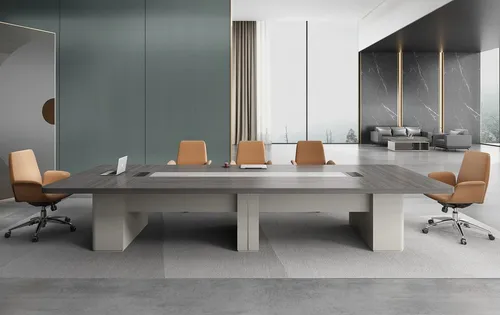 Extra großer Konferenztisch 600x180 cm in Grau - Moderner Konferenztisch mit Kabelauslass für eine ordentliche Präsentation. Ideal für Besprechungen, Maße: 600 x 180 x 75 cm.