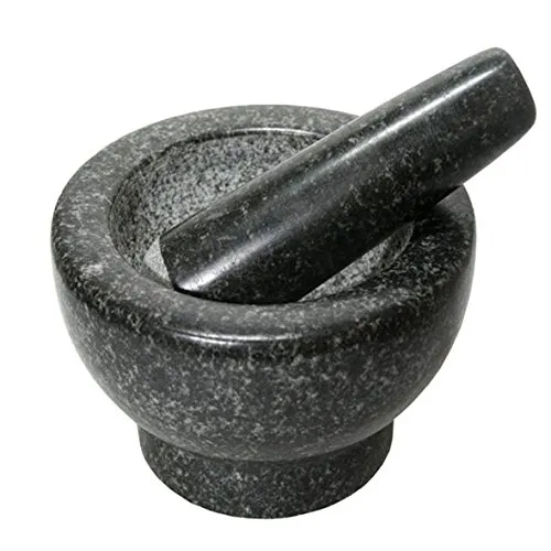 Mörser mit Stössel Granit schwarz poliert in schwarz von Ballot & Bain