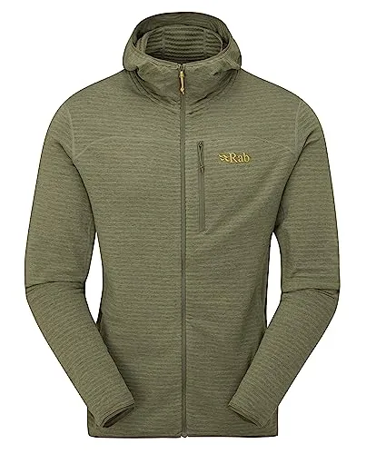 Rab Herren Ascendor Light Hoody Fleece Kapuzenjacke mit durchgehendem Reißverschluss zum Klettern, Skifahren, Backcountry Touring, Bergsteigen, Hellkhaki, XXL